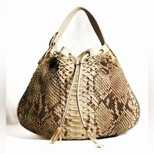 Gucci Tawny Python Interlocking Shoulder Bucket Bag